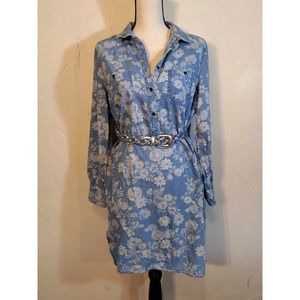 Blue Floral Shirt Dress